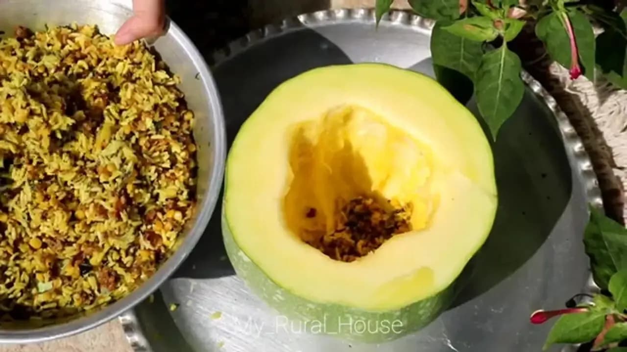 طرز تهیه کدو تنبل شکم پر به سبک سنتی روستایی در ایران