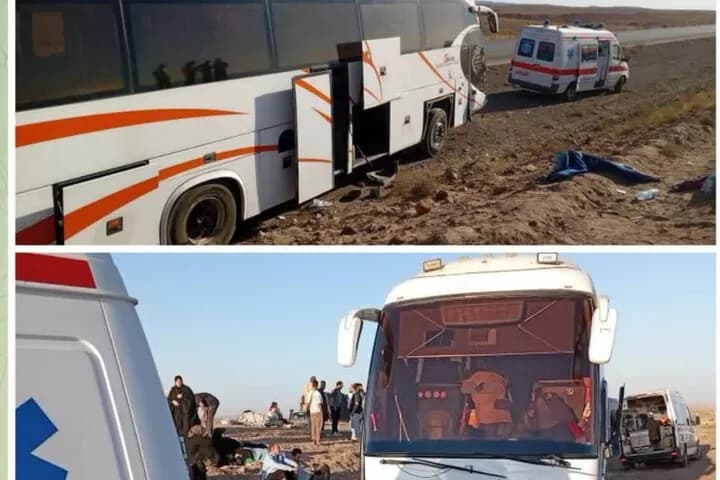 جزئیات حادثه واژگونی اتوبوس در محور سبزوار نیشابور: ۲۹ مصدوم
